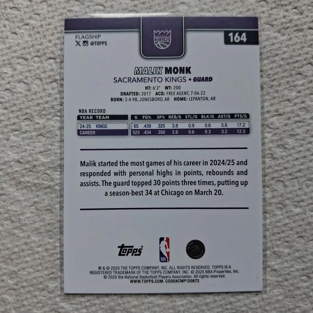 2025-26 Topps - Malik Monk #164
